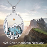 Sterling Silver Mountain Bear Pine Tree Sun Ocean Snowy Mountain Pendant Necklace