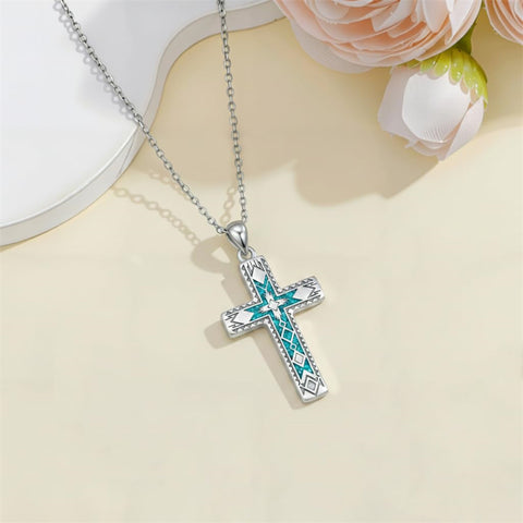 Sterling Silver Cross Pendant Necklace for Women Southwestern Cross Jewelry Gifts