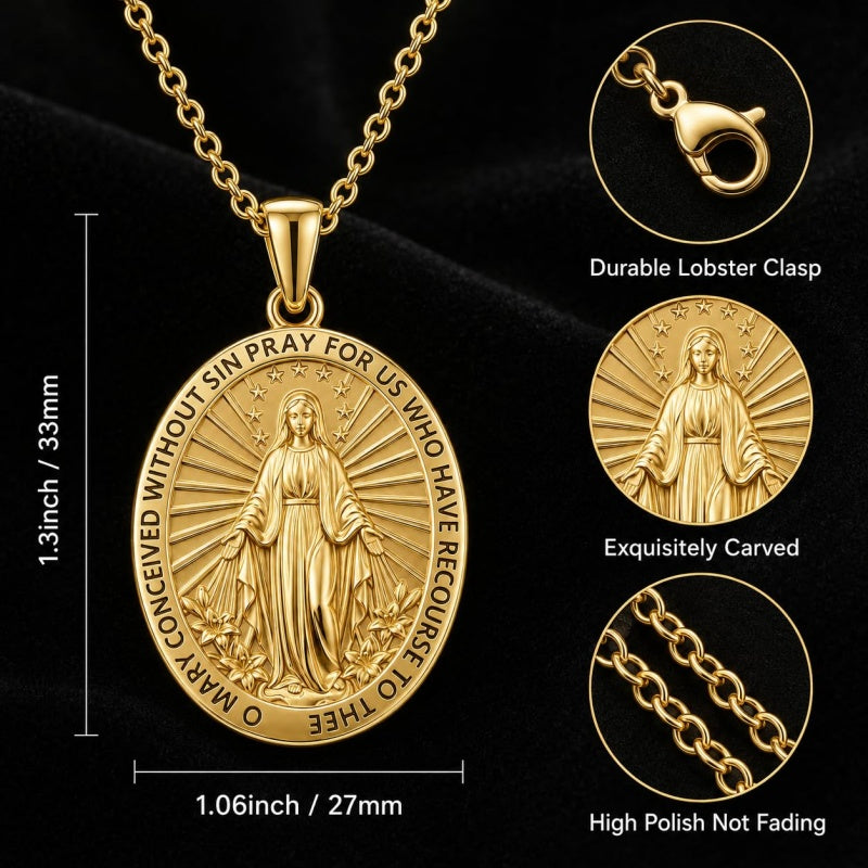 Patron Saint Medal Gold Plated Catholic Pendant Christian Religious Necklace Amulet Jewelry