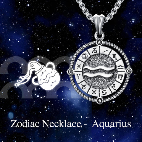 Sterling Silver Oxidation12 Zodiac Pendant Necklace