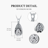 Sterling Silver Personalized Engraved Teardrop Birthstone Celtic Knot Urn Necklace for Ashes