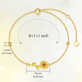 14K Real Gold Sunflower Ankle Bracelets for Women Dainty Adjustable Sun Flower Foot Anklets Jewelry Gifts for Mother Wife Girlfriend Girls 8 inch