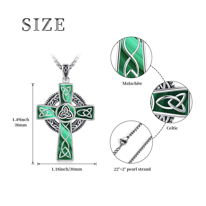 14K Gold Plated Celtic Vikin Cross Pendant Necklace Irish Jewelry Religious Protective Gift