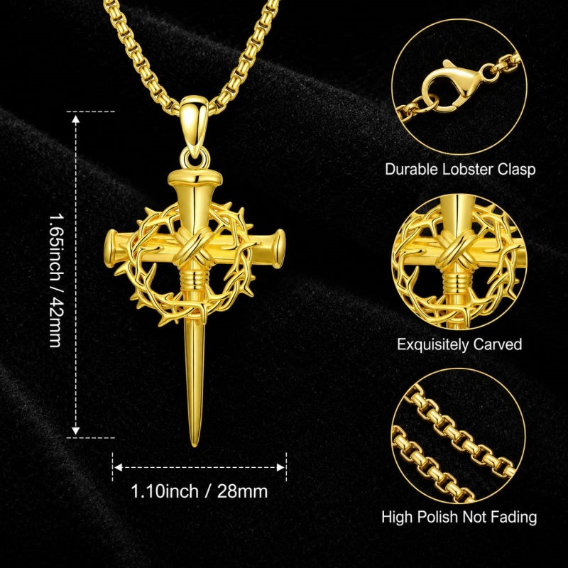 Cross Pendant Necklace  14K Gold Plated Christian Faith Jewelry