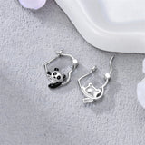 Sterling Silver Fox Frog Leopard Peacock Puppy Animal Hug Hoop Earrings