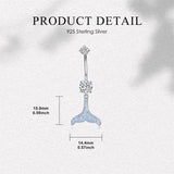 Sterling Silver Cubic Zircon Angel Wings Mermaid Tail Palm Tree Pet Paw Print Belly Button Ring