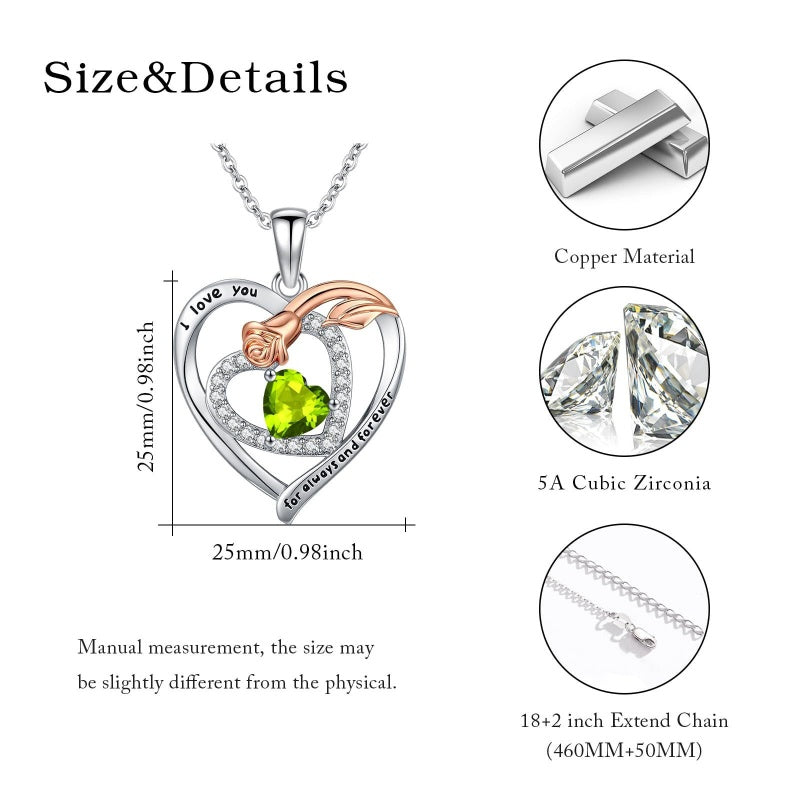 14K Gold Plated  Birthstone Rose Flower Necklaces for Women