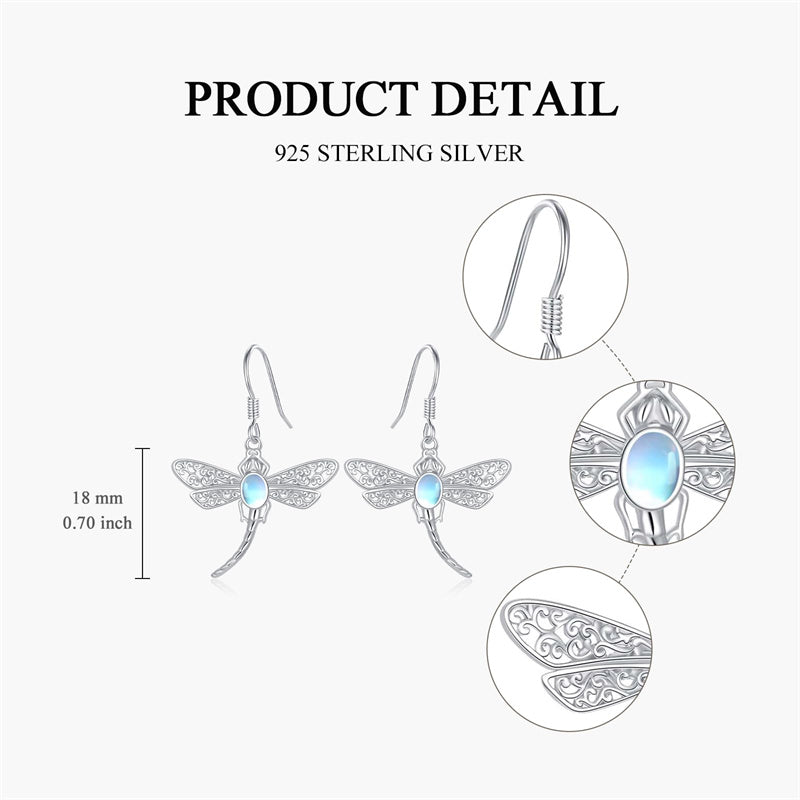 Sterling Silver Dragonfly Drop Earrings
