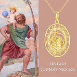 14K Gold St Christopher St Florian St Joseph St Jude St Michael St Patrick Pendant Necklace