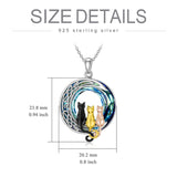 Sterling Silver Blue Circle Crystal Cat Pendant Necklace