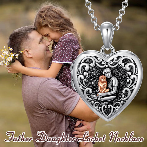 Father Daughter Photo Necklace S925 Sterling Silver Abalone Shell Daughter Gifts from Dad Locket Jewelry Gift