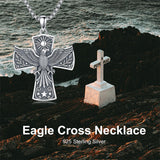Sterling Silver Eagle Cross Religious Pendant Necklace