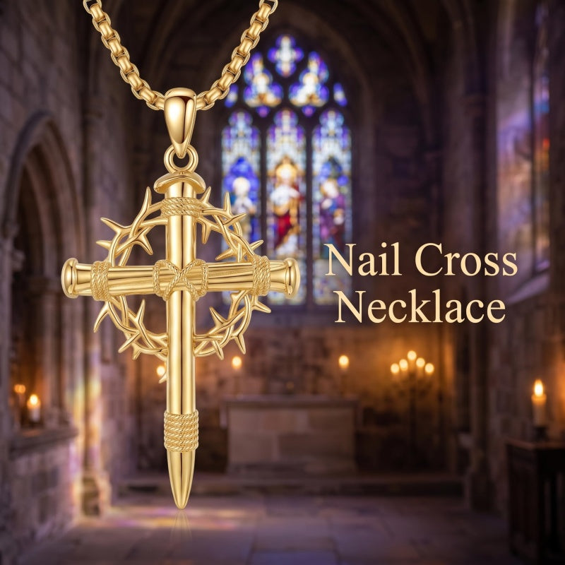 10K 14K 18K Gold Cross Pendant Necklace Religious Jewelry Gifts for Men and Women