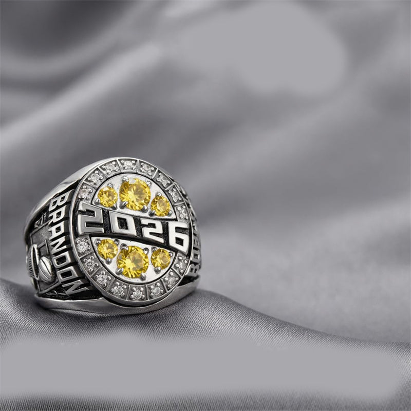 Copper Sterling Silver Custom Birthstone  Engraved Class Ring for Men
