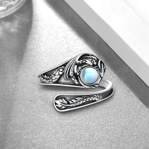 Sterling Silver Adjustable Dragon Moth Octopus Shark Stingray Sea Turtle Spoon Ring