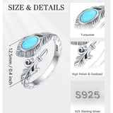 Sterling Silver Turquoise Vintage Adjustable Sunflower Dragonfly Butterfly Feather Tree of Life Spoon Ring