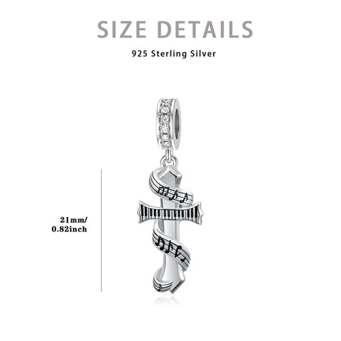 Sterling Silver Cubic Zirconia Music Charm Bead