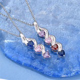 Sterling Silver Personalized  Birthstone Engraved Pendant Necklace for Women
