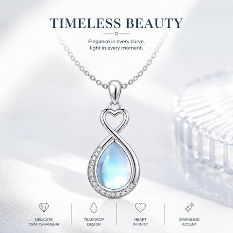 Sterling Silver Teardrop Gemstone Rose Butterfly Infinity Heart Necklace for Women