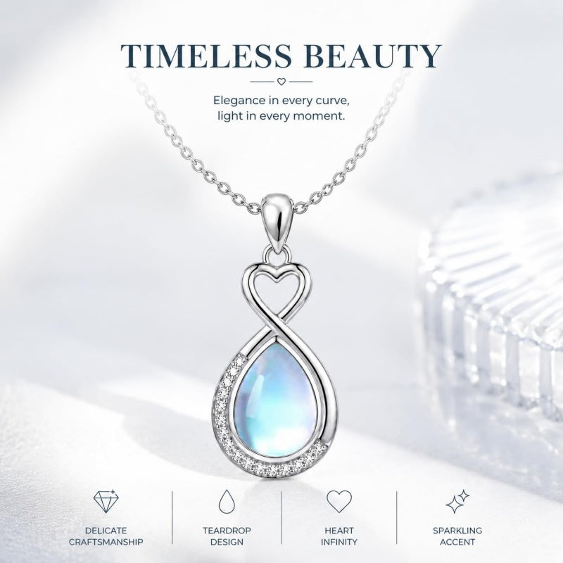 Sterling Silver Teardrop Gemstone Rose Butterfly Infinity Heart Necklace for Women