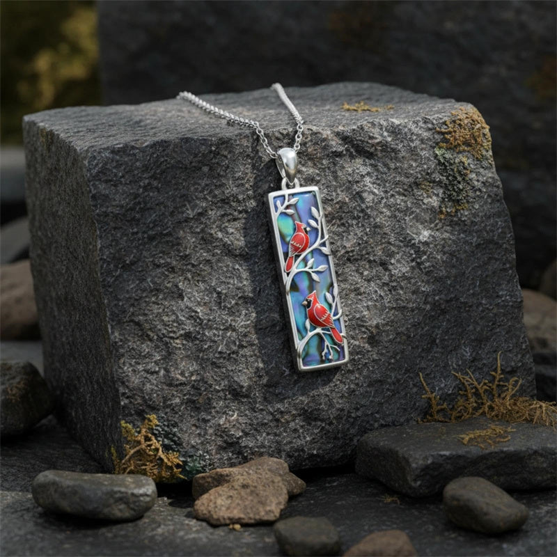 Sterling Silver Abalone Shell Bar Cardinal Bee Butterfly Hummingbird Dragonfly Phoenix Pendant Necklace for Women