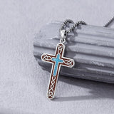 14K Gold Plated Turquoise Cross Pendant Necklace
