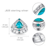 Sterling Silver Genuine Turquoise Engagement Wedding Ring Set for Women