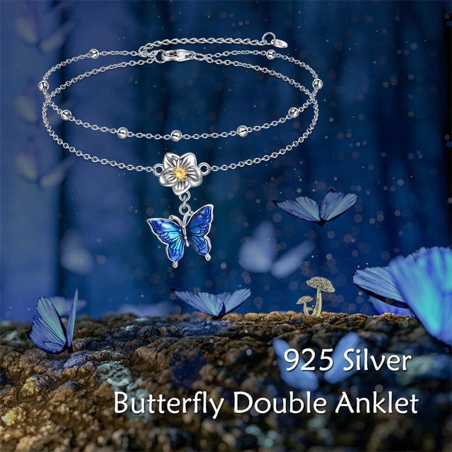 Sterling Silver Birthstone Dragonfly Butterfly Anklet Irish Single L romanticwork