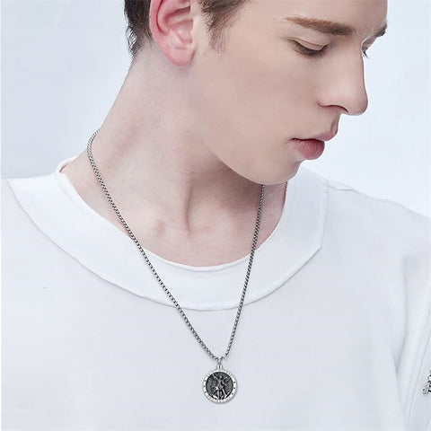 Sterling Silver Saint Michael Urn Necklace for Ashes With Engraved