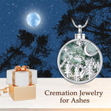 Mountain Range Moss Agate Crystal Cremation Jewelry for AshesSterling Sivler Abalone Shell Crystal Urns for Human Ashes Pendant Necklace