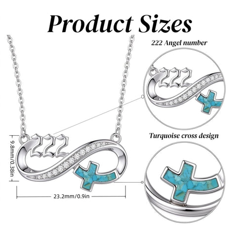 Sterling Silver Turquoise & Zirconia Infinity  111 222 333 444 777 Angel Number Pendant Necklace for Women