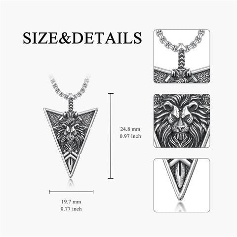 Sterling Silver Viking Dragon Eagle Wolf Animal Pendant Necklace for Men