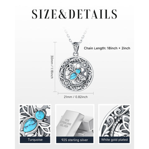 Sterling Silver Turquoise Butterfly Angel Wing Bee Hummingbird Pendant Necklace