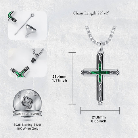 Sterling Silver Obsidian Lapis Lazuli Tigers Eye Turquoise Celtic Knot & Cross Urn Necklaces for Ashes