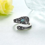 Sterling Silver Adjustable Dragon Moth Octopus Shark Stingray Sea Turtle Spoon Ring