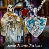 925 Sterling Silver Santa Muerte/Saint Michael/Raphael Necklace Warrior Protect Us Amulet Jewelry Gift for Men Father