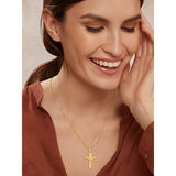 14K Gold Plated Cross Pendant Necklace for Women