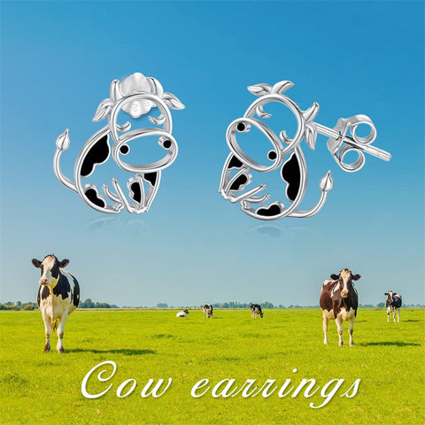 Sterling Silver Cow Stud Earrings