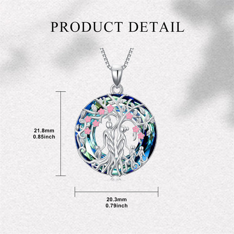 Sterling Silver Crystal Tree of Life Family Pendant Necklace for 1 to 5 Children
