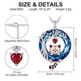 Sterling Silver Blue Crystal  Tree of Life Raccoon Bunny Cat Corgi  Pendant  Necklace  Anniversary Birthday Gifts