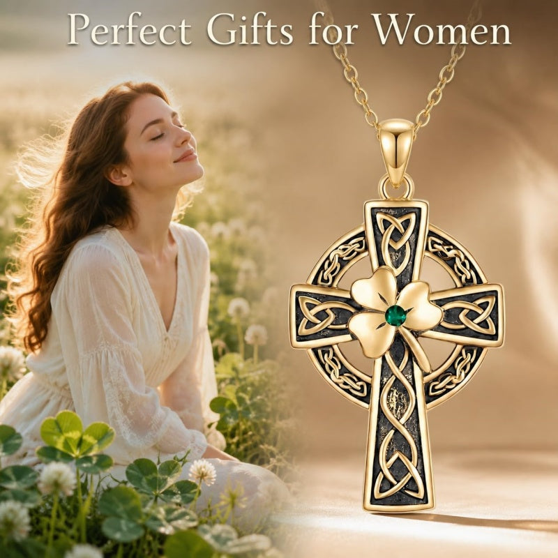14K Gold Plated Cross Necklace for Women