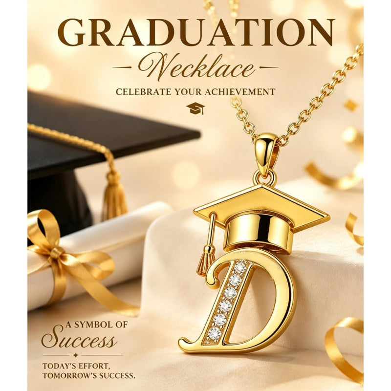 Initial  Graduation 14K Gold Plated Inspiring Grad Pendant Necklace Graduations Jewelry Gifts