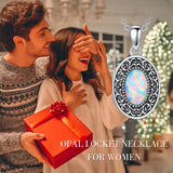 Sterling Silver Opal Vintage Filigree Photo Locket Necklace