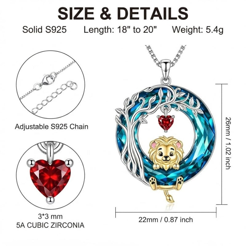Sterling Silver Blue Crystal  Tree of Life Raccoon Bunny Cat Corgi  Pendant  Necklace  Anniversary Birthday Gifts