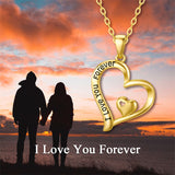 Three Heart Necklace, I Love You Forever Gold Heart Pendant Necklace Mom Jewelry Gifts for Mother Grandma, 16+2 Inch