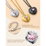 Copper Personalized Bitrthstone Photo Heart Pendant Necklace