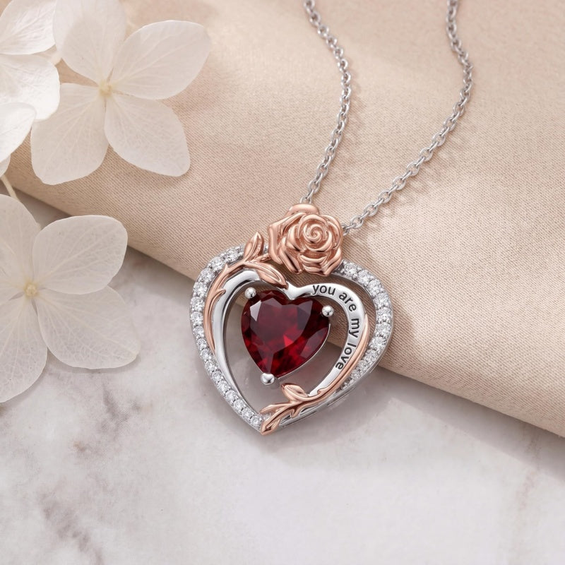 14K Gold Plated  Birthstone Rose Flower Necklaces for Women