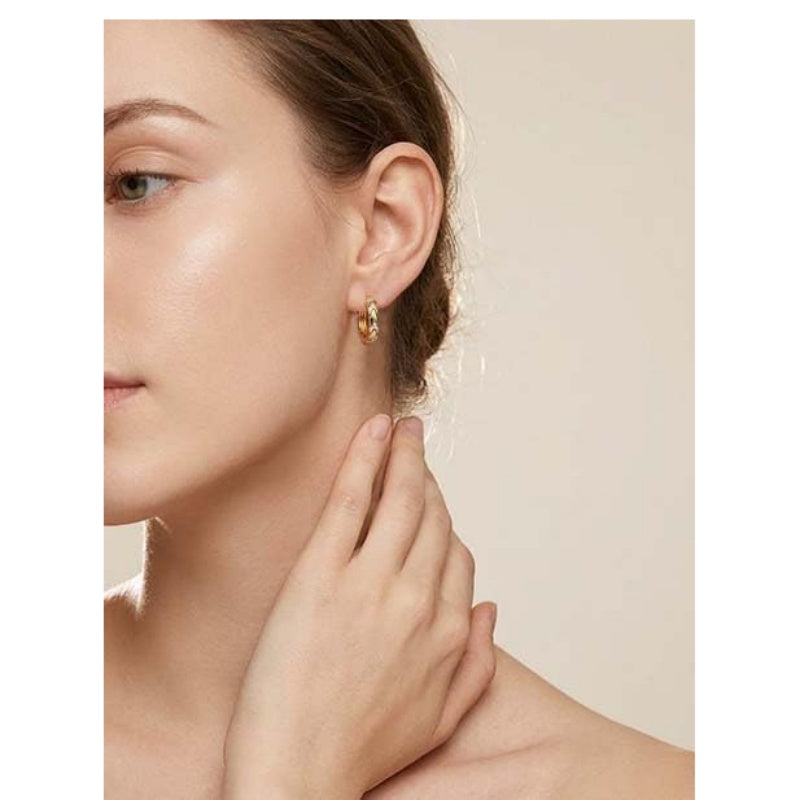 14K Gold Plated Hoop Earrings Jewelry Gift for Birthday Anniversary Mother's Day