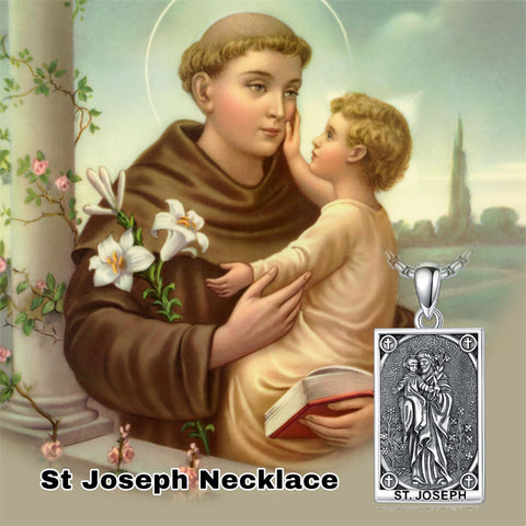 Sterling Silver Saint Anthony Saint Jude Saint Christopher   Saint Michael Amulet Religious Pendant Necklace