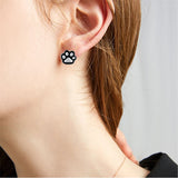 Black Cat Earrings for Girls 925 Sterling Silver Black Cat Stud Earrings Kawaii Cat Jewelry Gifts for Girls Women